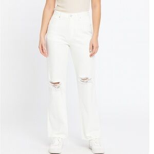 Pac Sun 90's Boyfriend jeans wide leg busted knee off white high waist 27"